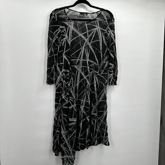 Lisa Bayne Dresses & Skirts - Lisa Bayne Dress Womens Small Black White Mesh Crinkle Geometric Sheer